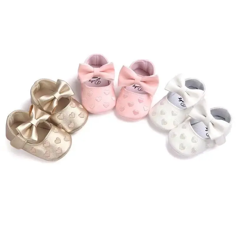 Fashion Bow Ties Baby First Walker Shoes Kids Girls Baby Party Ballerina Shoes