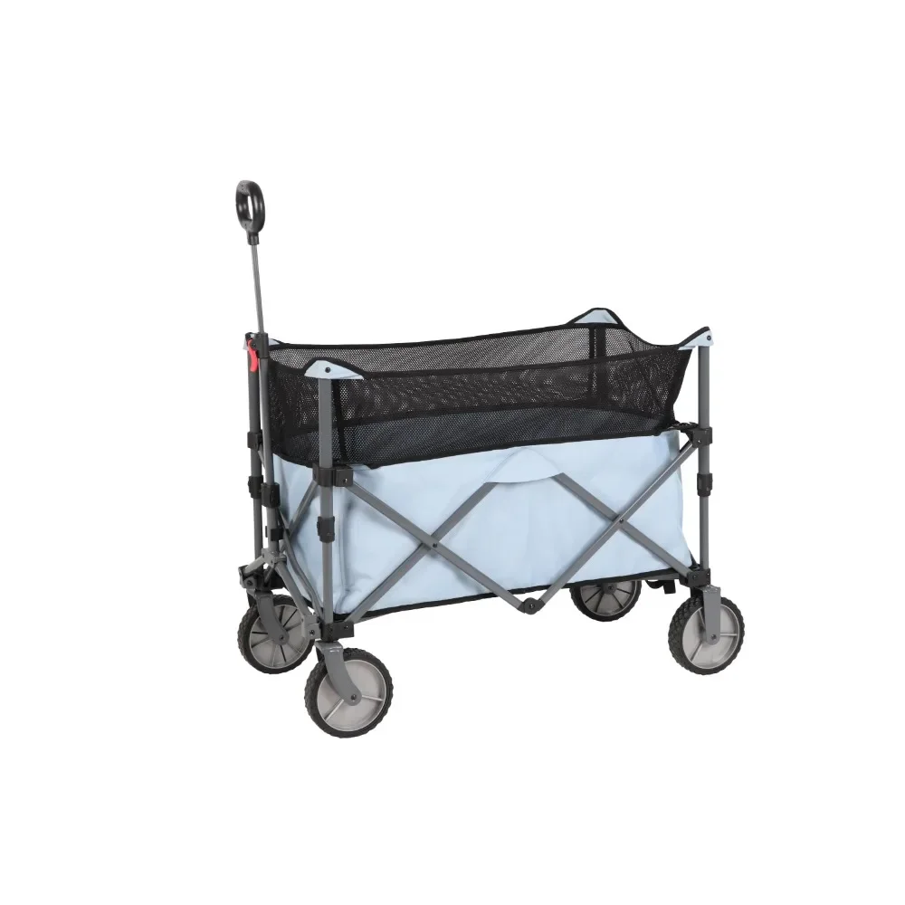 New Adult Height Adjustable Quad Fold Camping Cart Wagon, Blue