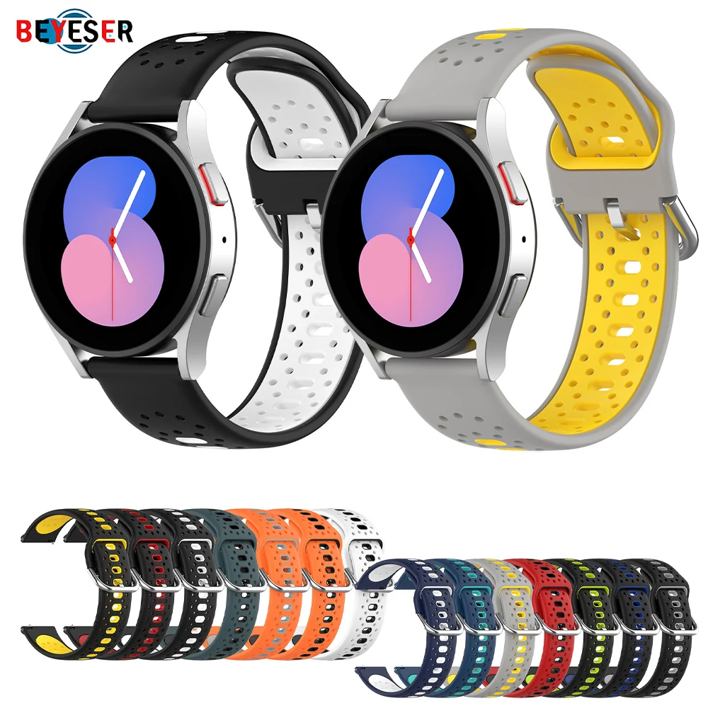 

Ремешок силиконовый для Samsung Galaxy Watch 5/5Pro/4, Универсальный спортивный браслет для смарт-часов Amazfit GTS4 Mini, 20 мм