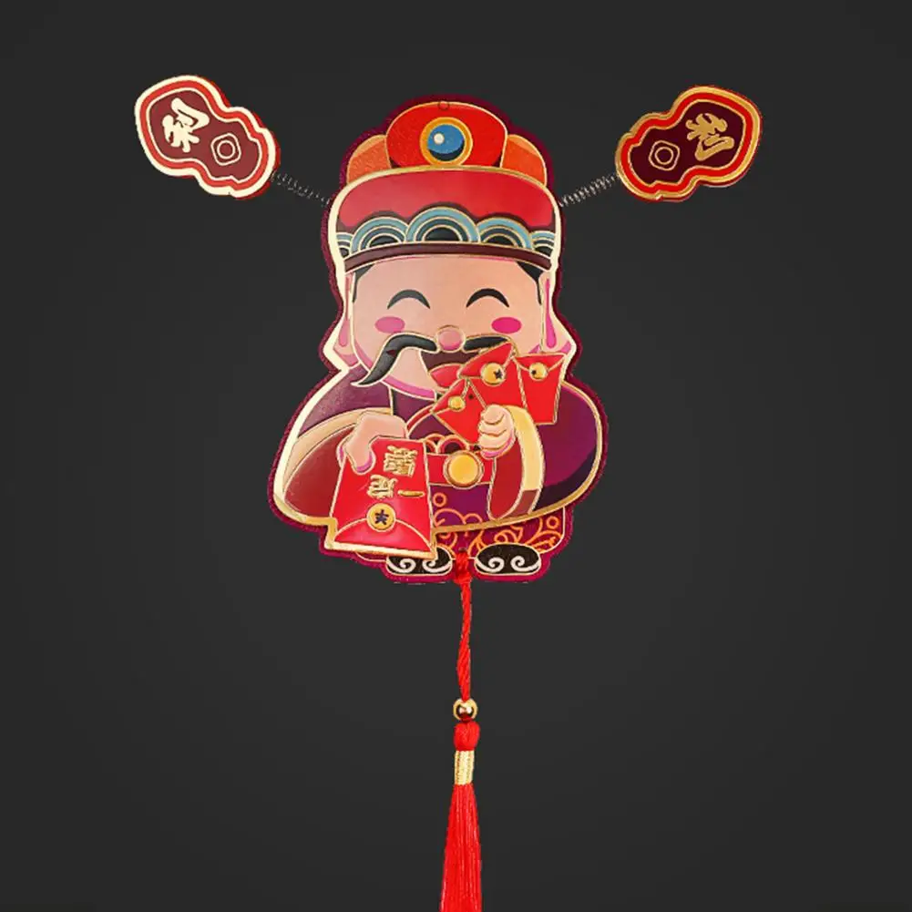 

God of Wealth Pendant Vibrant God of Wealth Refrigerator Magnet Ornament Funny Cartoon Shape Hanging Pendant for Spring Festival