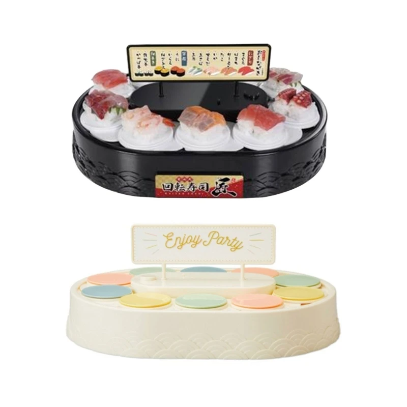 

360Degree Automatic Rotary Sushi Machine Rotating Dessert Display Stand Swing Tray Turntables with 10 Trays