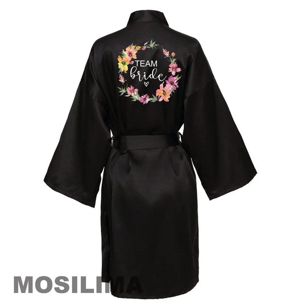 bride robes wedding party team bride robe kimono satin pajamas bridesmaid bathrobe