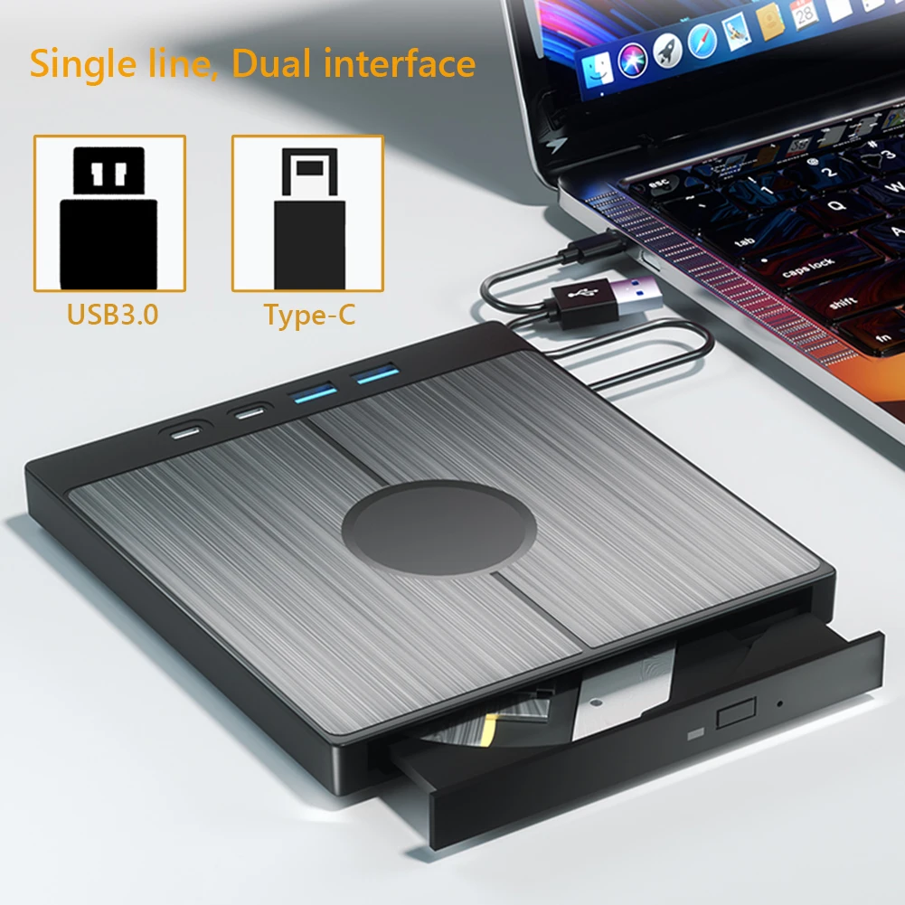 USB 3.0 타입 7-in-1 다기능 외장 CD/DVD 버너 1 TF/SD 카드 CD/DVD 디스크 플레이어, 읽기 속도 CD-ROM 24X, DVD-ROW 8X