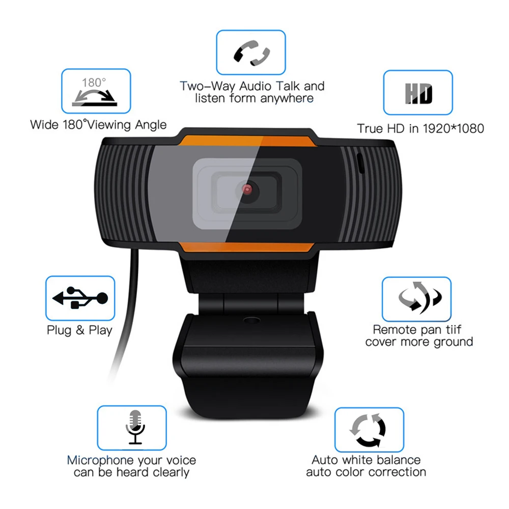 720P Webcam Mic Rotatable Two-Way Audio For PC Computer Desktop USB 2.0 Video Recording