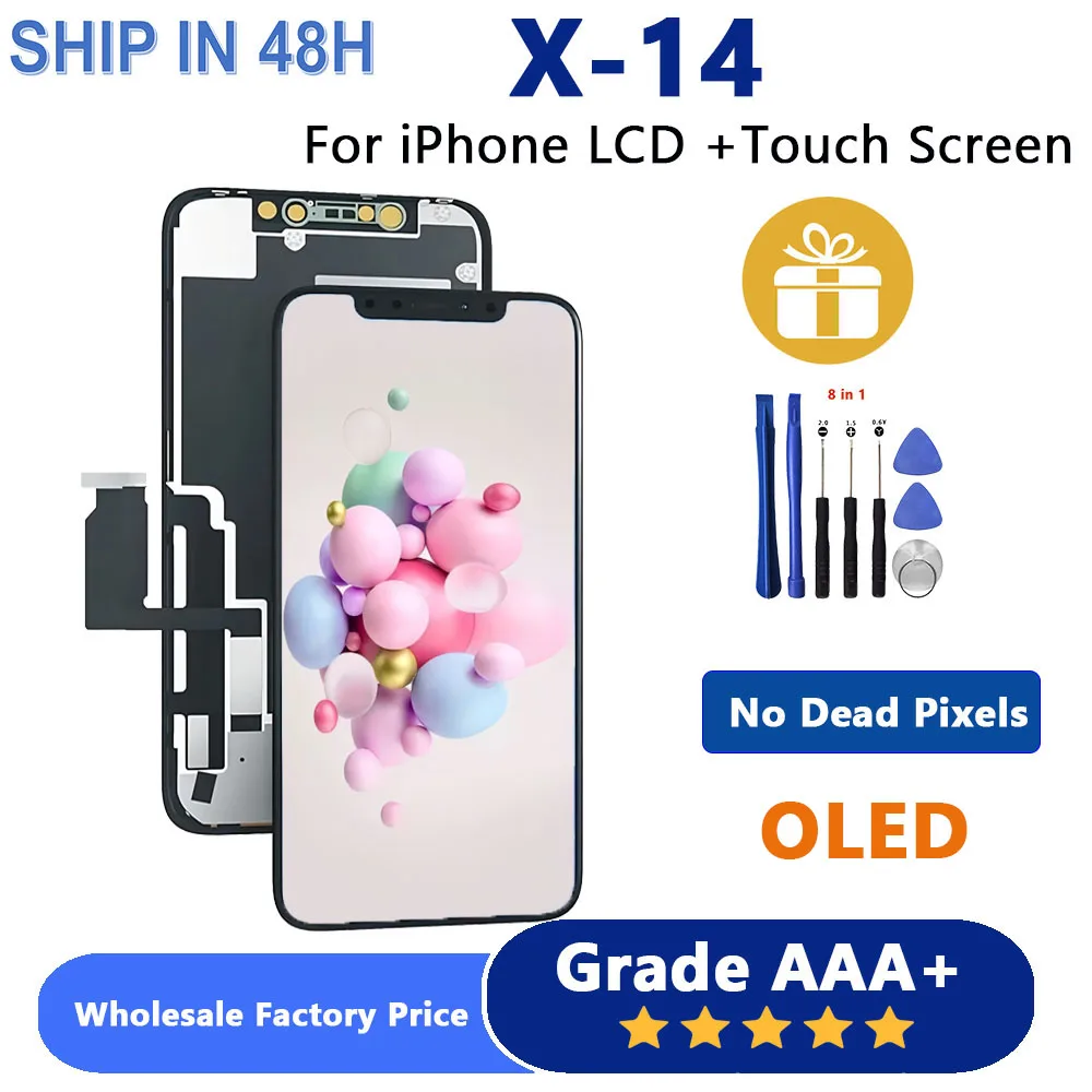 

OLED For iPhone x/xs/xr/xs max/11/11pro/12/13/14 LCD Display Touch Screen Digitizer Assembly Replacement Parts No Dead Pixel