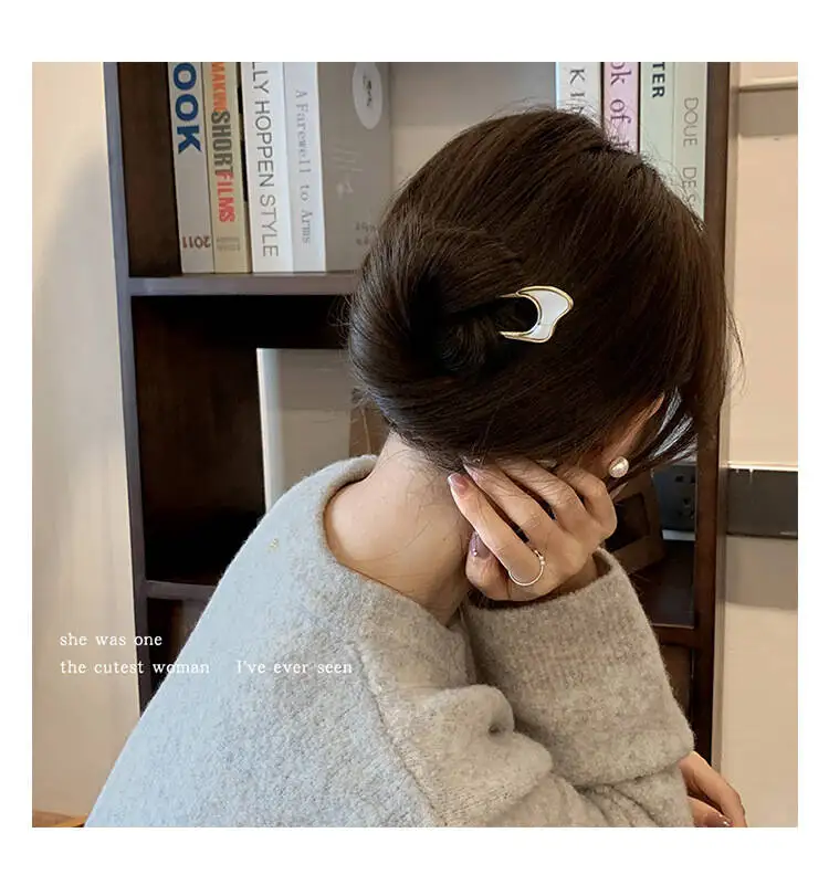 U-förmige Haar Gabel Mode Metall Gold Farbe Shell Haarnadel Geometrische Kopfbedeckung Haar Sticks Frauen Mädchen Haar Zubehör – Detail 5