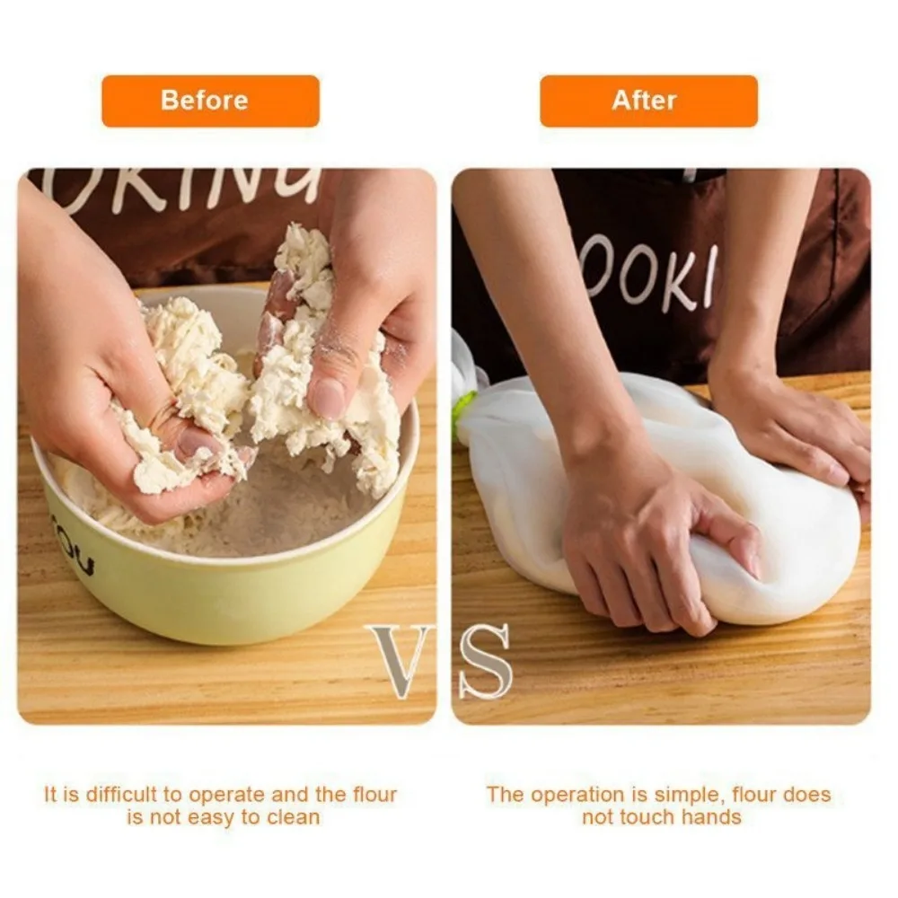 Dough Kneading Bag Bread Baking Tools Food Grade Silicone Kneading Dough Bag Versatile Blend Flour Mixing Mixer Tool for Bread Pastry Pizza Nonstick Baking Cooking