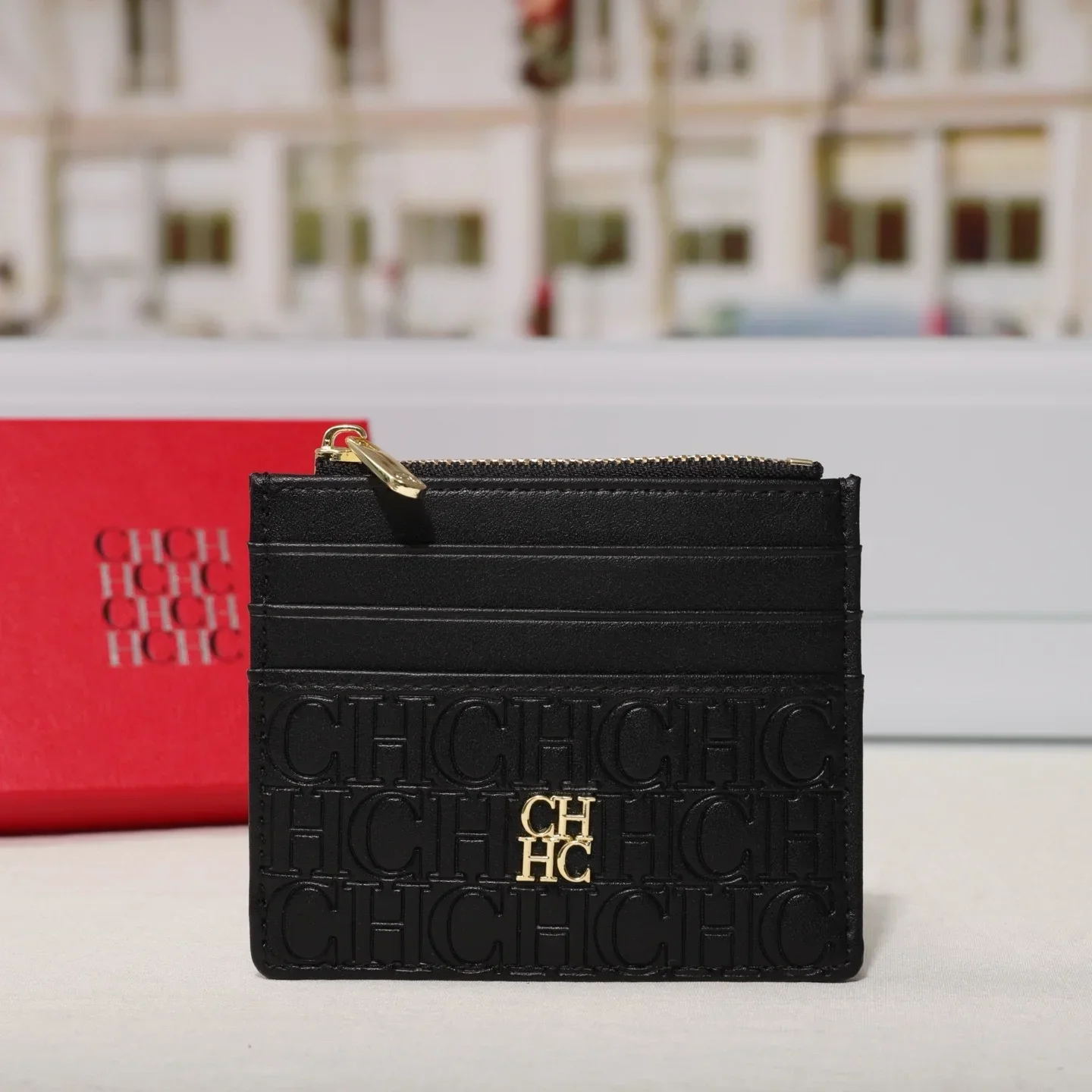 Cartera Portátil para Mujer con Decoración Exquisita, Duradera y Elegante, Diseño de Marca con Letras Decorativas, Bolsillo con Cremallera para Tarjetas