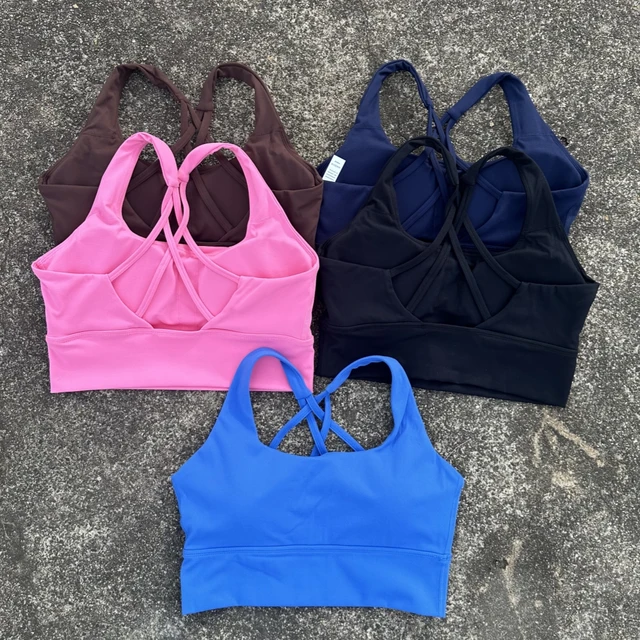 Solid Color Soft Tight Gym Yoga Underwear high strength shockproof Women Cross Back Fitness Bra Sport Top Comprehensive Butter 3