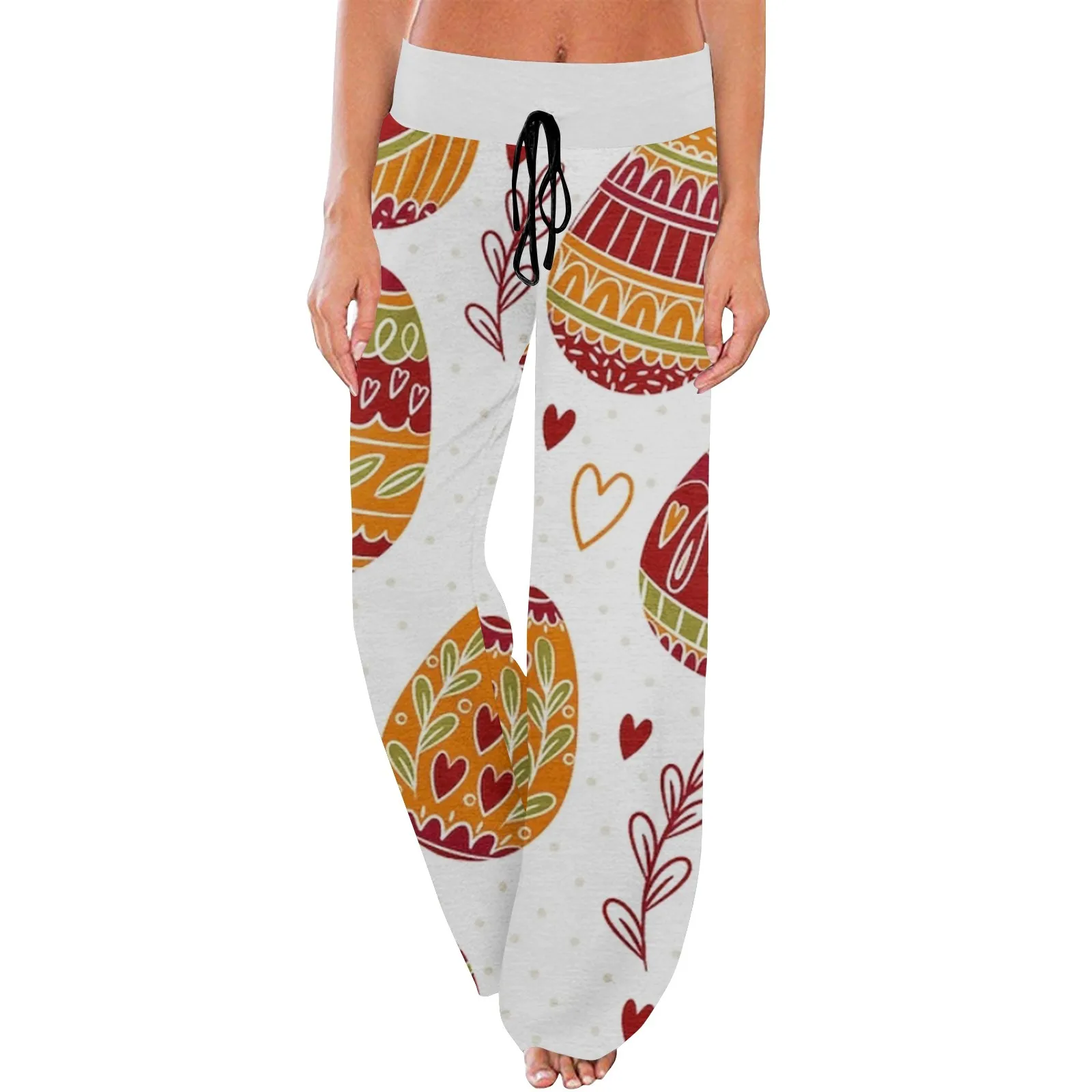 

Женские удобные пижамные штаны с пасхальным принтом, с маленькими карманами, на шнуровке, широкие брюки, женская одежда, официальная одежда