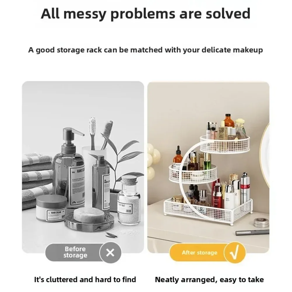 1pc Metal Makeup Storage Rack Cosmetic Organizer Dresser Multi-layer 5