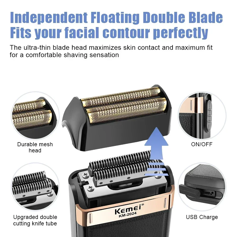 KEMEI-2024 Professional Electric Shaver for Men Electric Razors Barber Supplies Hair & Beard Trimmer Cordless Rechargeab 5