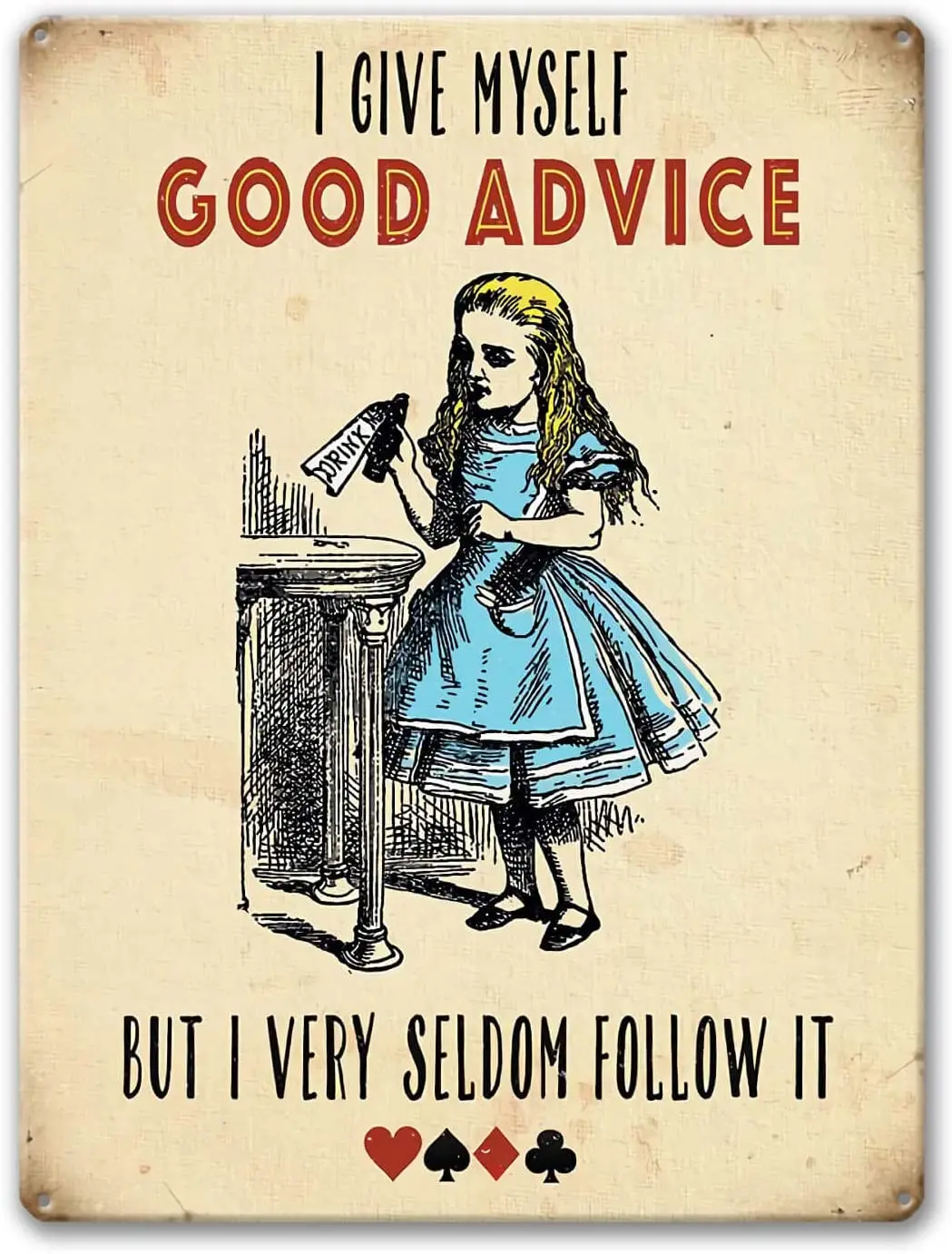 Alice In Wonderland Tin Sign - 'Curiouser And Curiouser' Metal Wall Decor, 8x12 Inches, Vintage Style - View #7