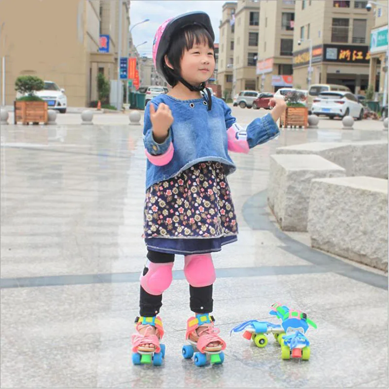 Adjustable Size Children Roller Skates Double Row 4 Wheels Skating