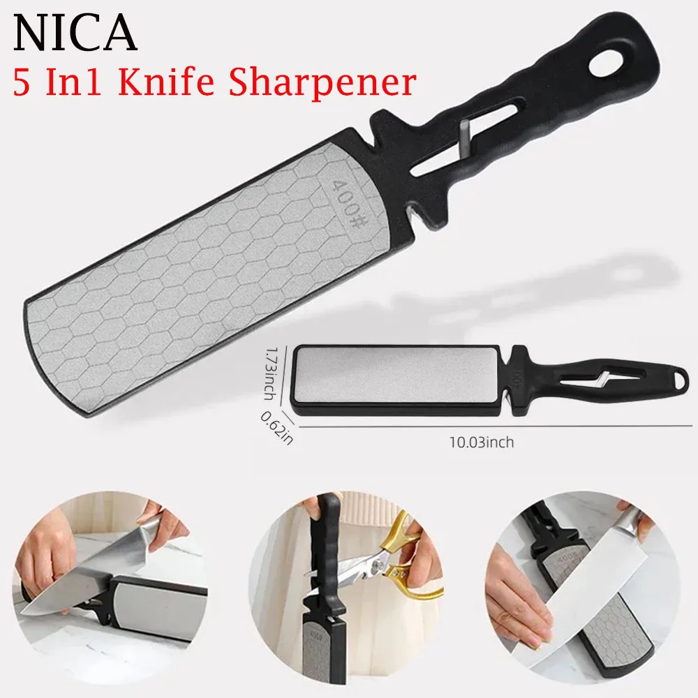 5 In1 Knife Sharpener Diamond Bars 400/1000 Multi-Tool Kitchen Knives Tungsten Steel Ceramic Grinding Double-Sided Whetstone