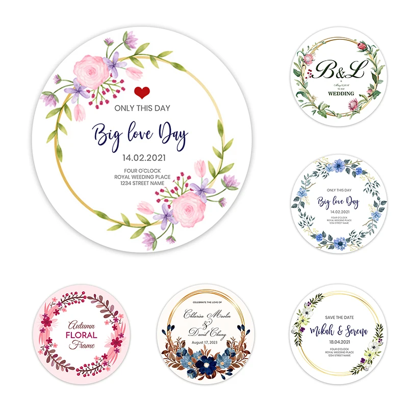 100pcs Personalize Custom Wedding Round Stickers with Logos Name Date Design Your Own Sticker Thank You Sticker Waterproof Label - AliExpress
