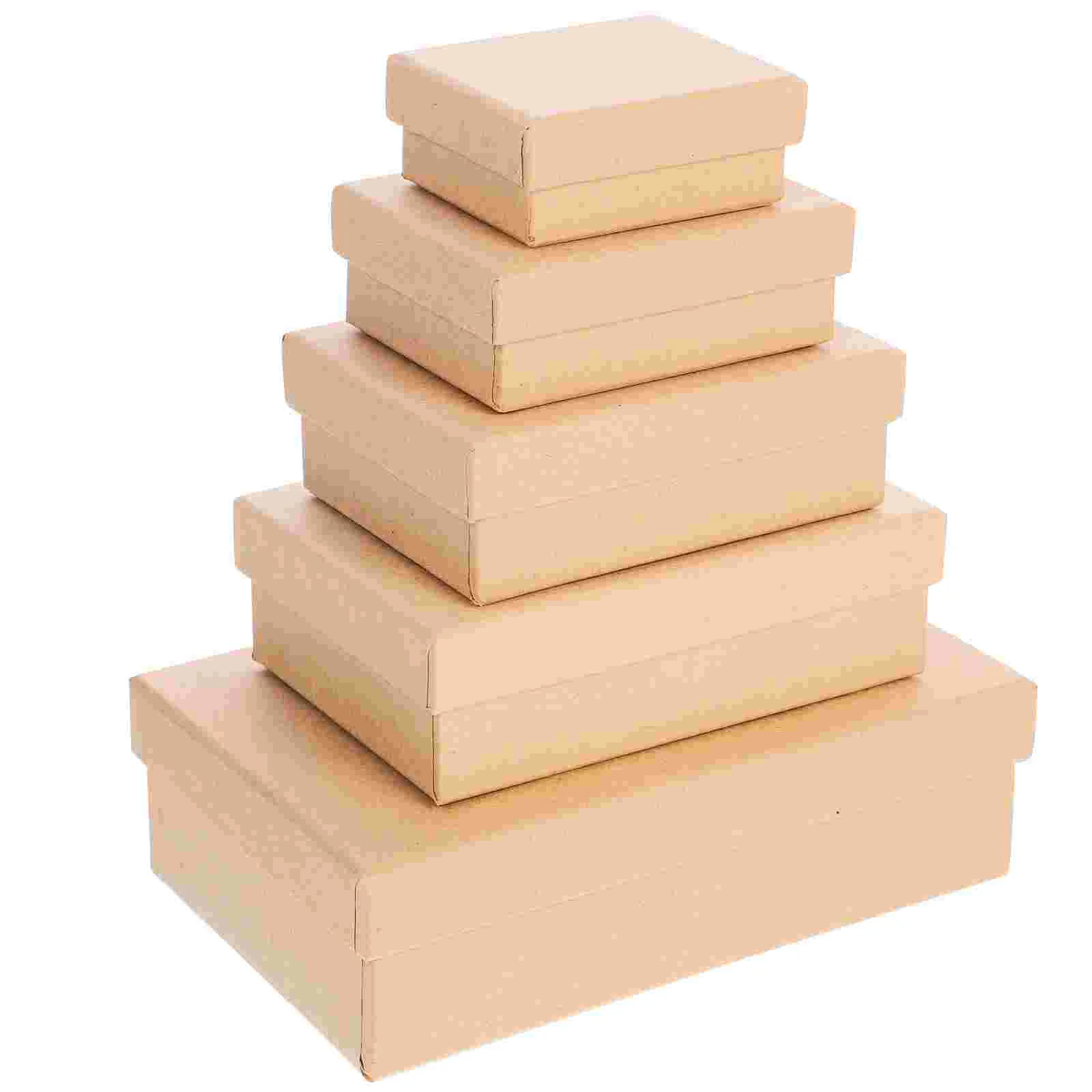 

5 Pcs Gift Storage Box Cupcake Boxes for Presents Candy Kraft Paper Rectangle with Lids Wrapping Gifts Sweet Dessert Containers