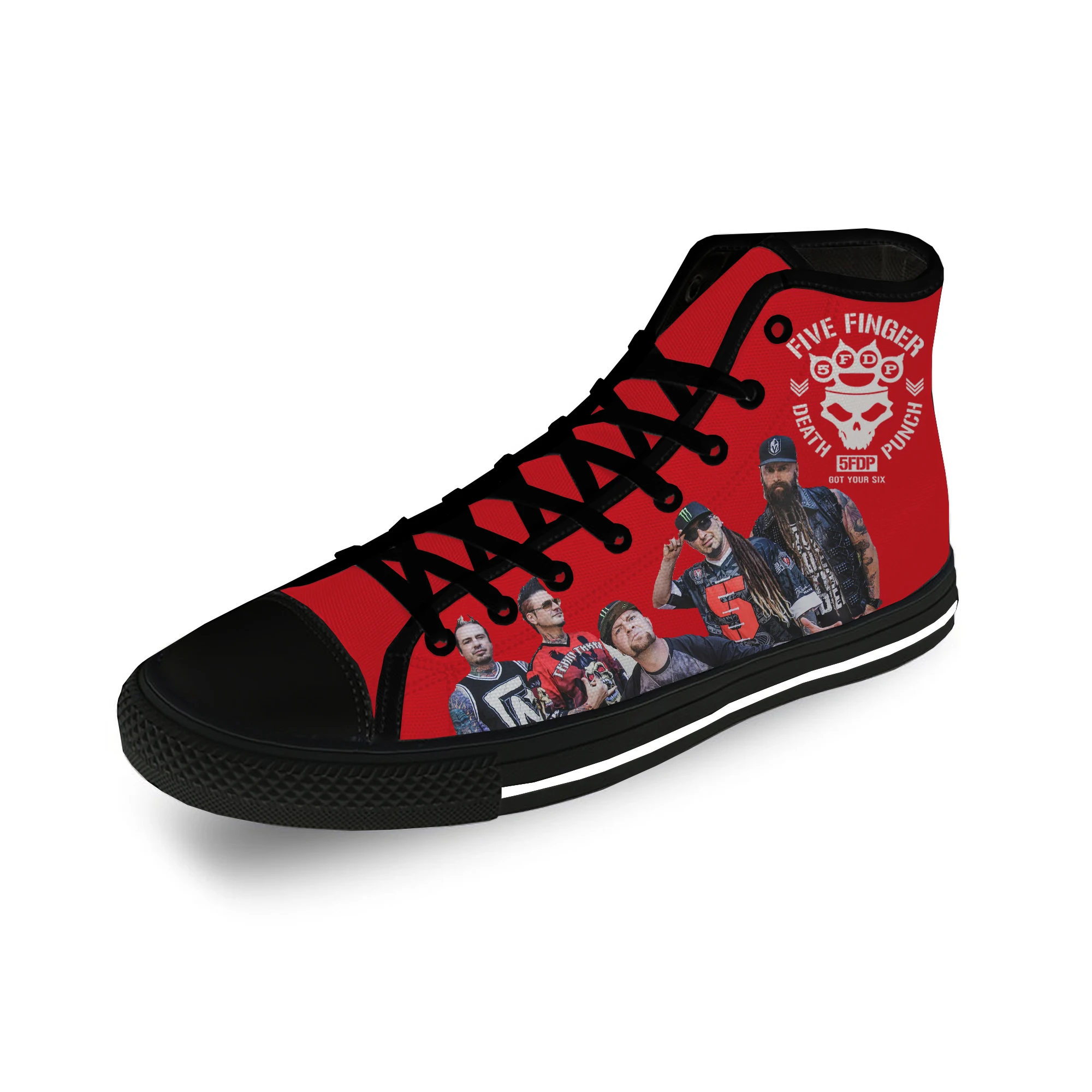 

Five Finger Death Punch High Top Sneakers Mens Womens Teenager Casual Canvas Running Shoes Cosplay Breathable Lightweight shoe