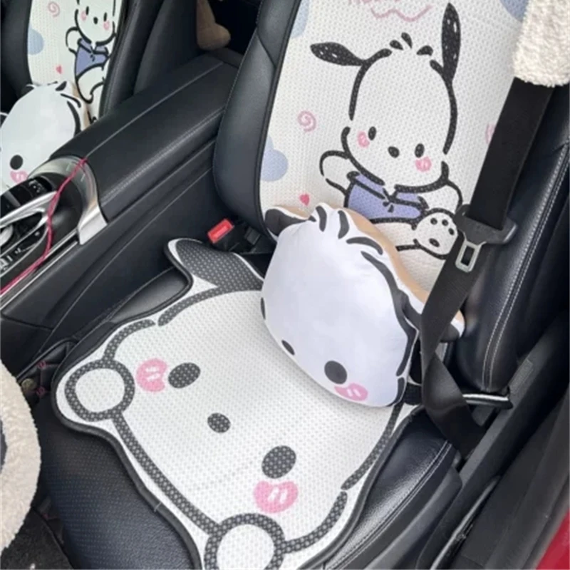 Kawaii Pochacco Cartoon Cute Car Cushion Winter Plush Cushion Rear Cushion  Set All Season Universal Car