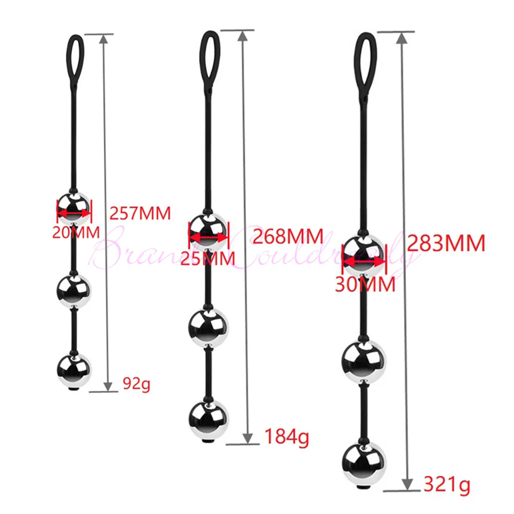 Kegel Balls 3 Size Metal Anal Beads Butt Plug Silicone Rope Ben Wa Geisha Balls Weighted Vaginal Kegel Exerciser Erotic Sex Toys for Woman