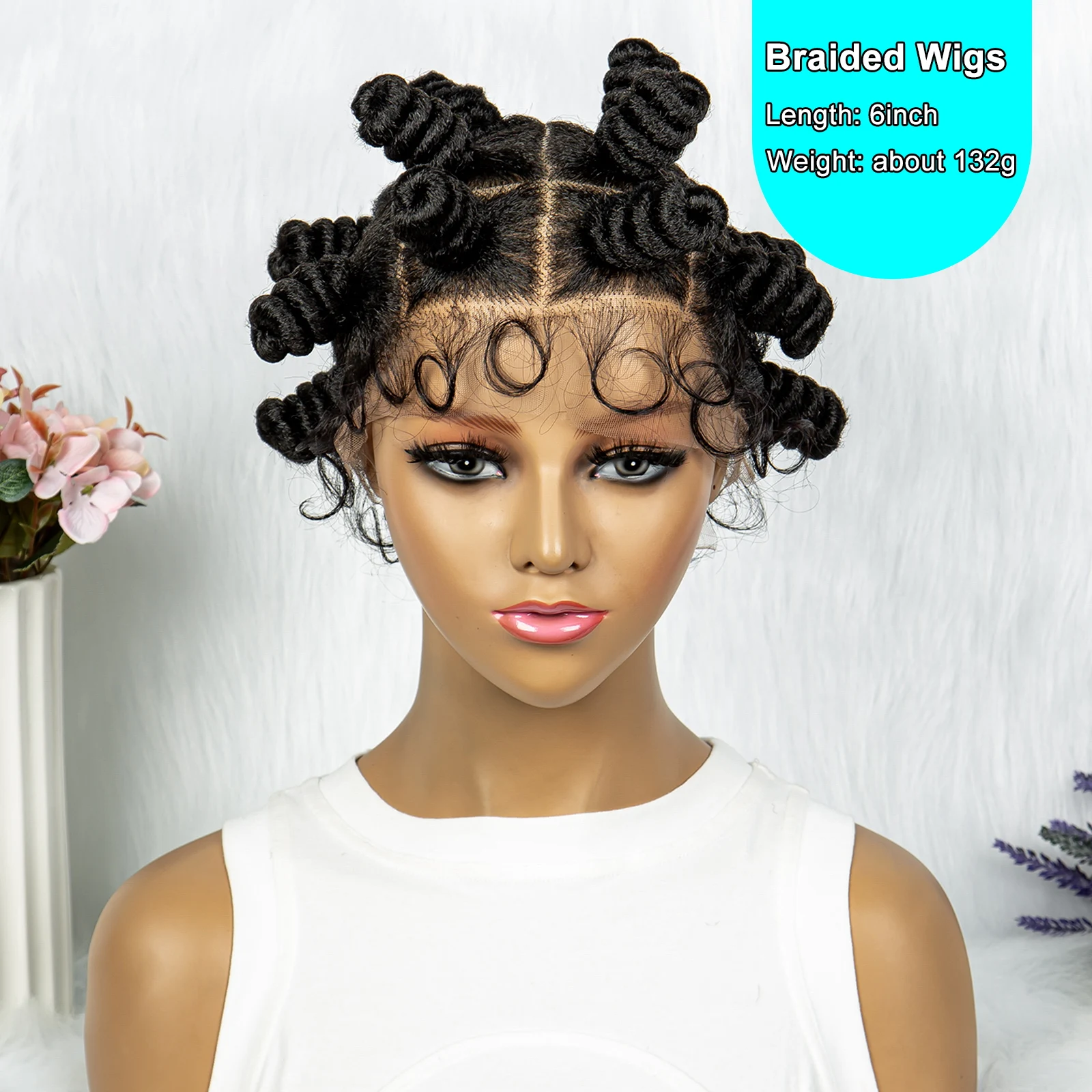 Synthetic Wigs Knotless Braids Wig Box Braided Hair Twist Braided Buns Full Lace For Black Women