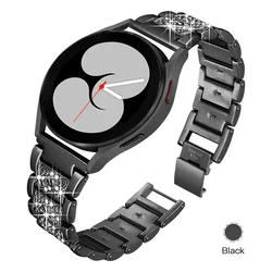 Diamond Metal Link Bracelet Strap for Smartwatches - Elegant Wristband Accessory (Black 02)
