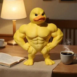 Quirky Muscular Duck Decor: Durable, Humorous Ornament (1pc)