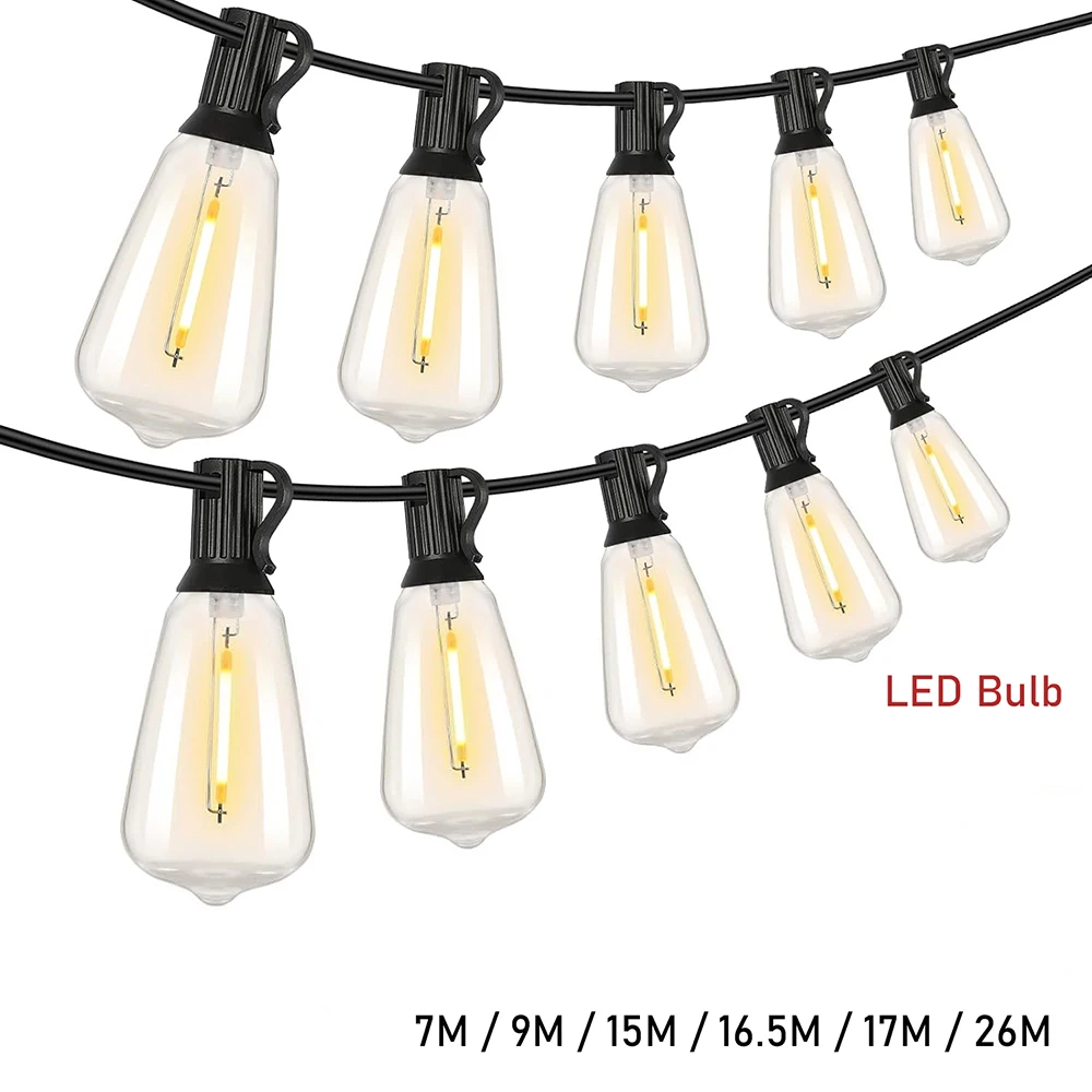 Festoon ST38 LED Globe String Fairy Lights Outdoor Dimmable for Christmas Party Garden Decor Garland Lamp Street Patio Backyard, led string lights, decorative lights, string lights, led fairy lights