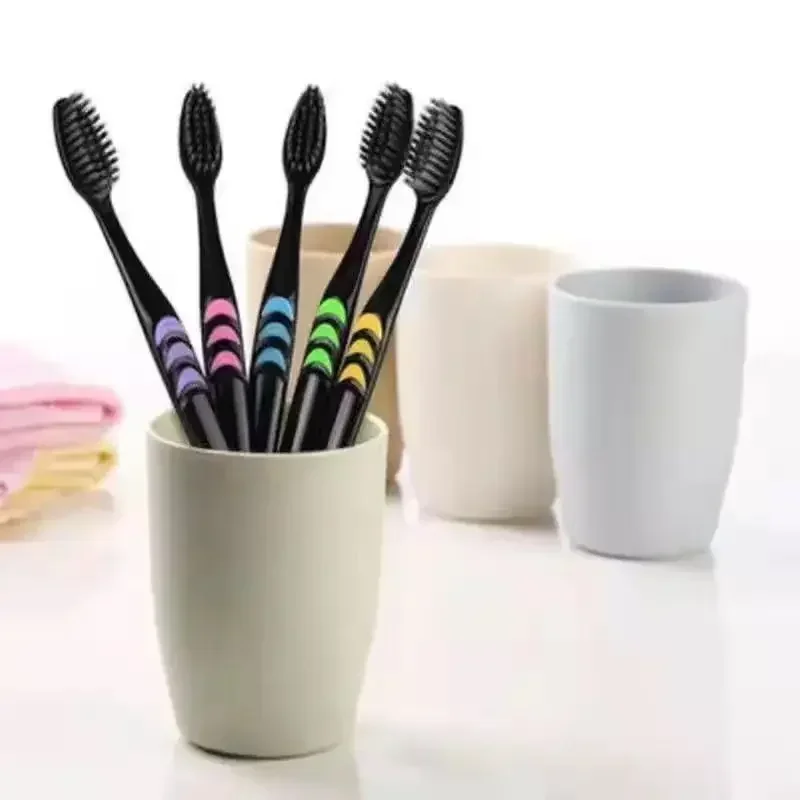 10-Pack Soft Bristle Bamboo Charcoal Antibacterial Toothbrush Set