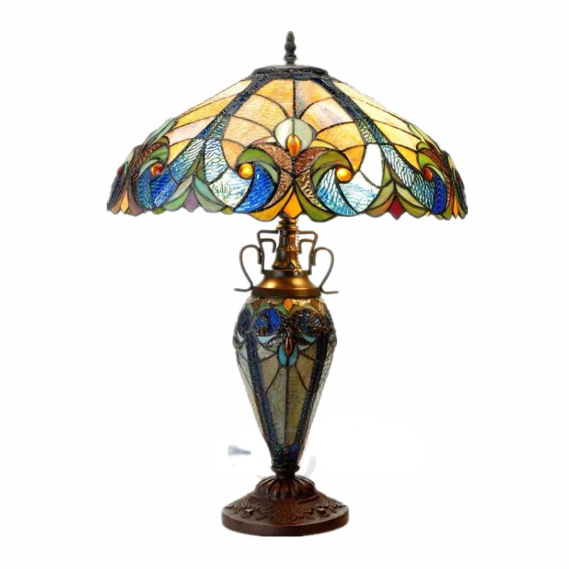 

16 Inch Handmade Glass Lamp Tiffany Stained Glass Art Lighting Bedroom Vintage Retro Desk Lamp