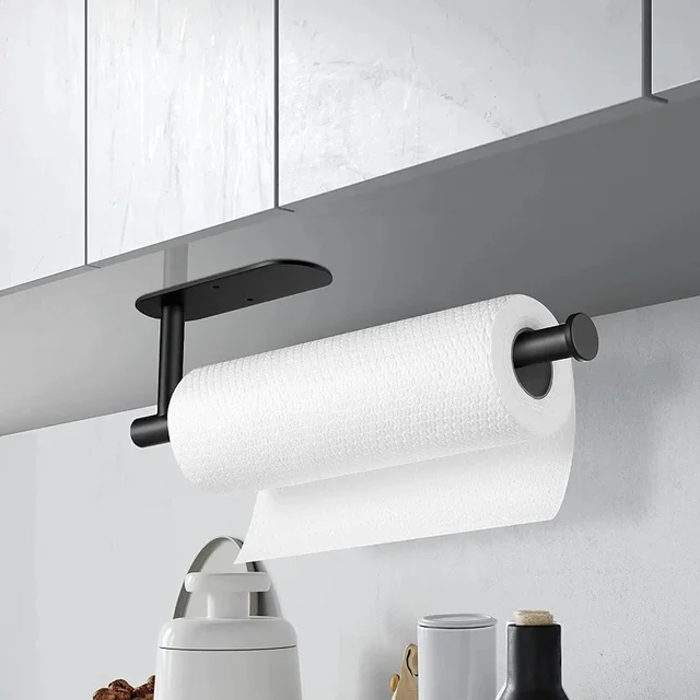 Porte-papier hygiénique adhésif en acier inoxydable, support mural pour rouleau de cuisine, porte-serviettes, distributeur de serviettes, support absorbant, cintre pour mouchoirs 2