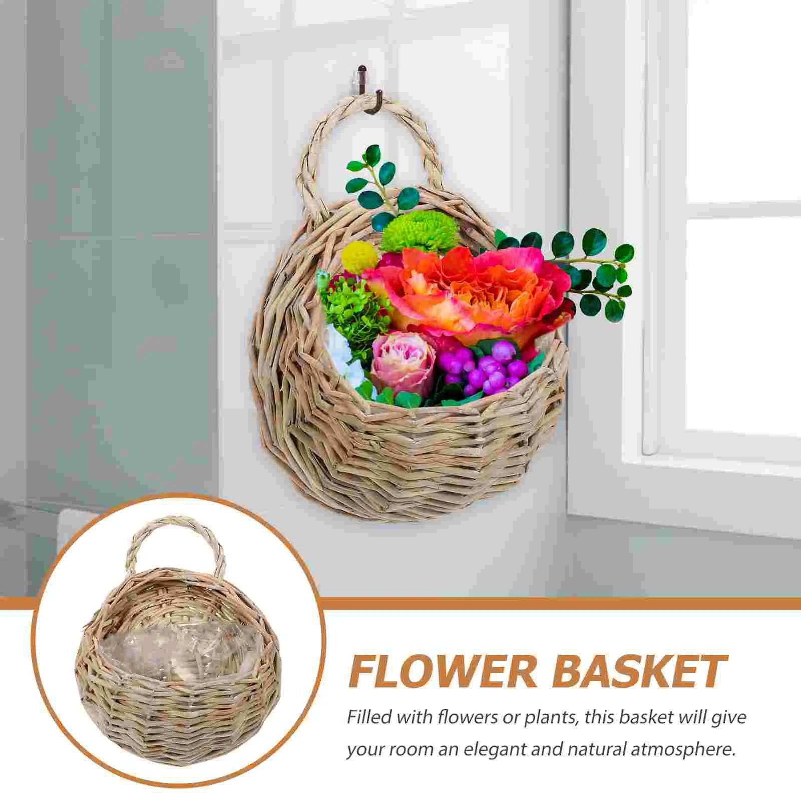 

Doitool Rattan Hanging Planters - Round Plant House Plantss Bonsai Flowerpot - Woven Flower Pots Flower Holders Containers