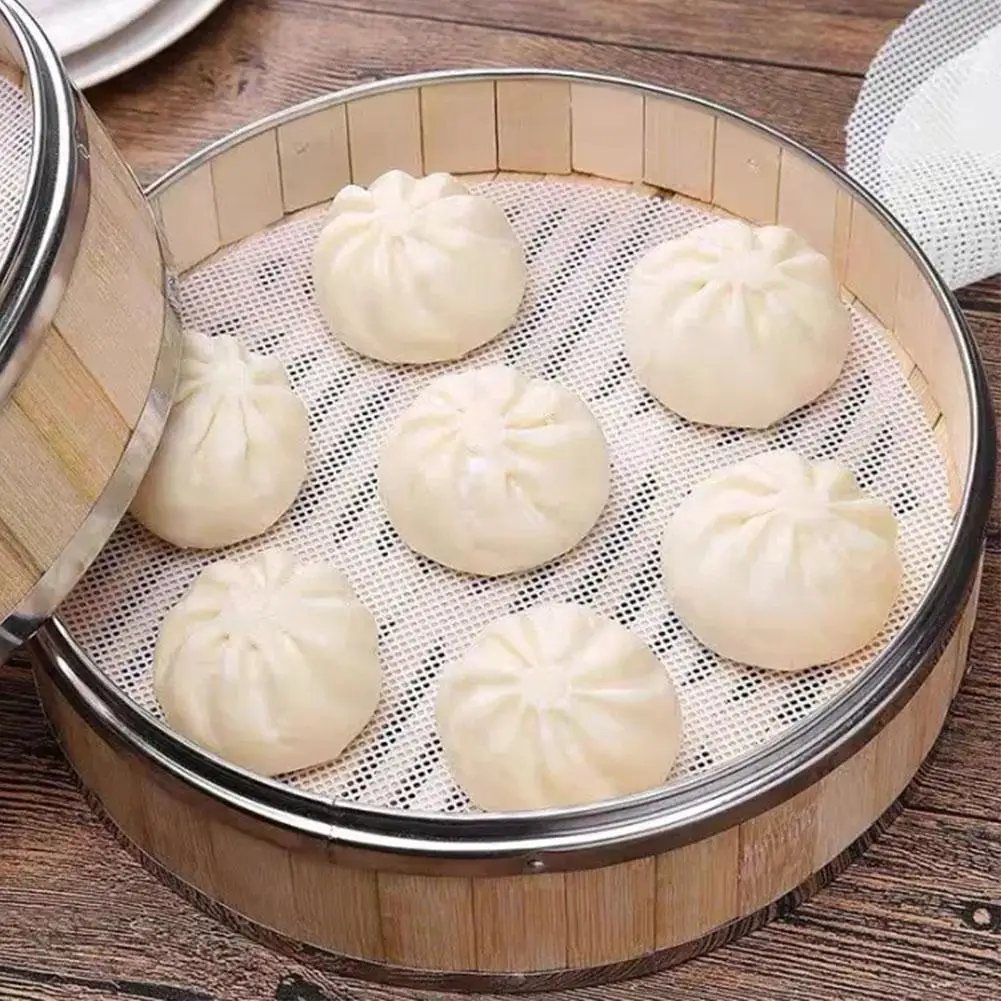 3/5pcs/set Reusable Silicone Non-Stick Steamer Liners, Round Steaming Mat for Bamboo Steamer Cooking, Heat Resistant Kitchen 1
