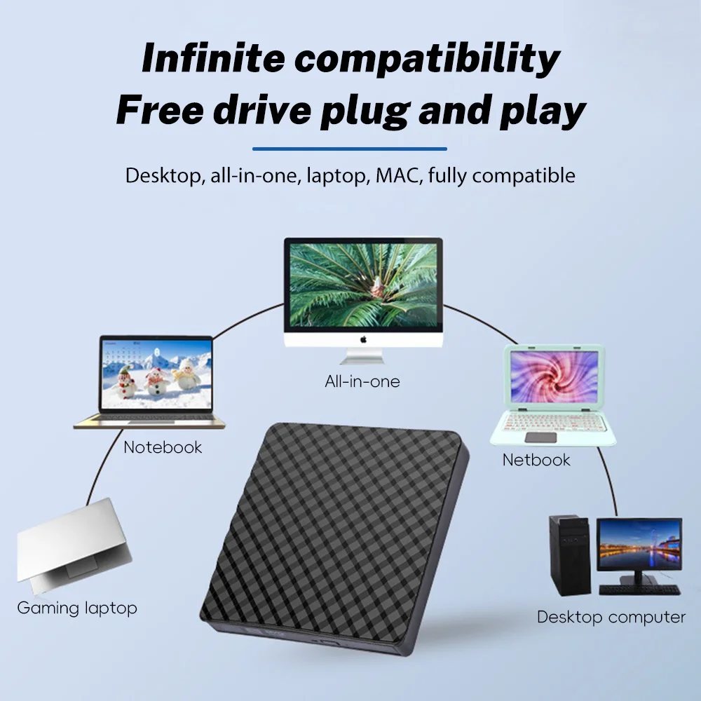 유형 C 및 USB 3.0 2in1 슬림 외부 DVD RW CD 라이터 슬림 광학 드라이브 버너 리더 플레이어 트레이 유형 휴대용 PC 노트북