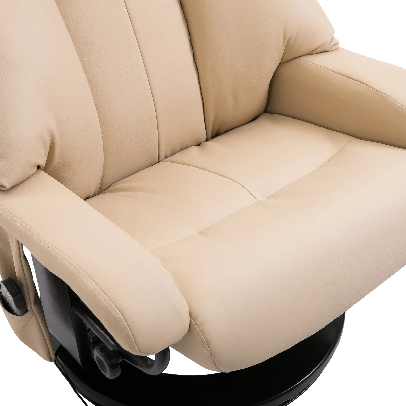 Massage PU Leather Lounge Living Room Recliner Chair w/ Remote, Footrest, Beige