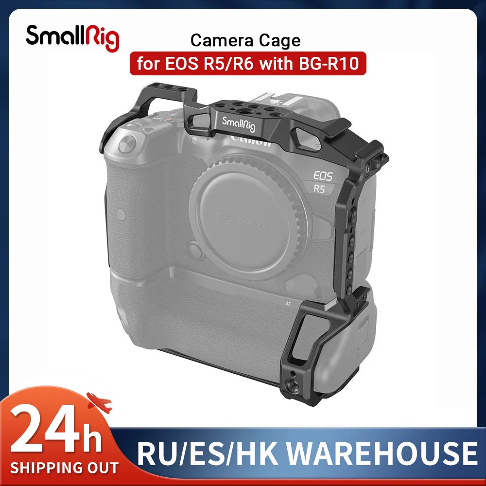 Gabbia Per Fotocamera Smallrig Eos R5 R6 R5C Per Canon Eos R5/R6/R5C Con Impugnatura A Batteria Bg-R10 Pellicola In Alluminio Gabbia Per Videocamera P