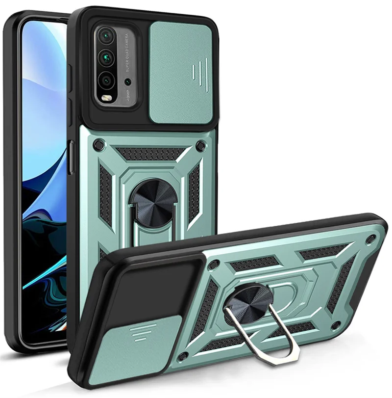 Durable Camera Lens Protective Armor Shockproof Phone Case with Ring Holder