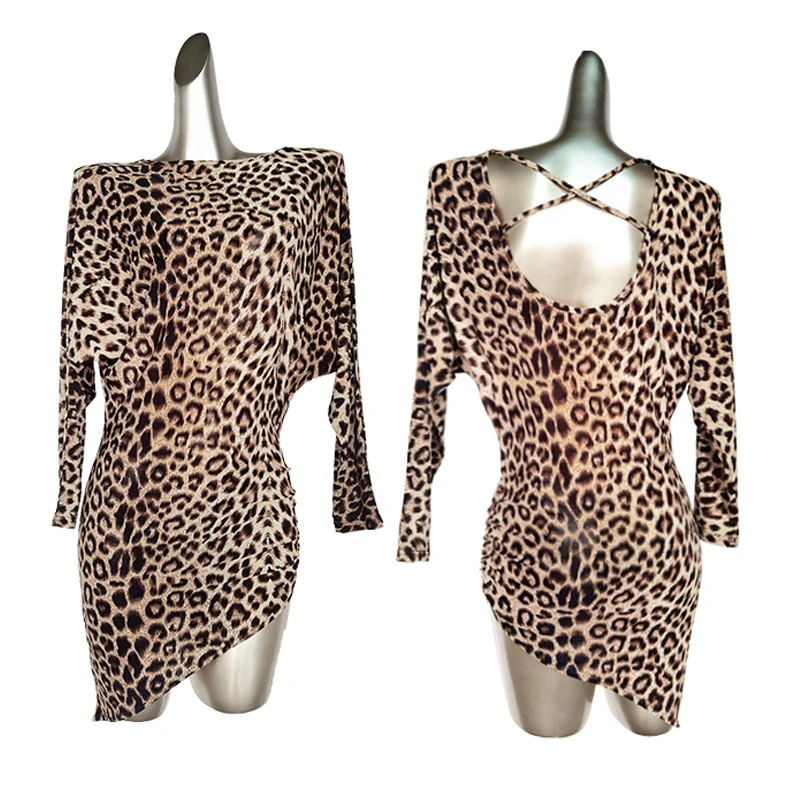 Vestito Latino Per Bambina Latin Rumba Salsa Chacha Dancing Dresses For Kids Leopard Competition Performance Dancewear