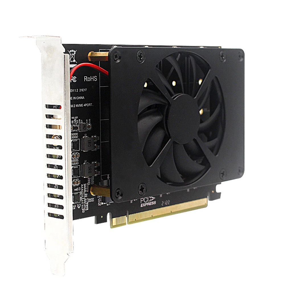 4개의 디스크 PCIe 4.0 X16 스위치를 4포트 M.2 어댑터 카드(방열판 포함)로 변환, 4개의 M.2 NVMe SSD PCIe X16 어댑터(4 x 32Gbps)