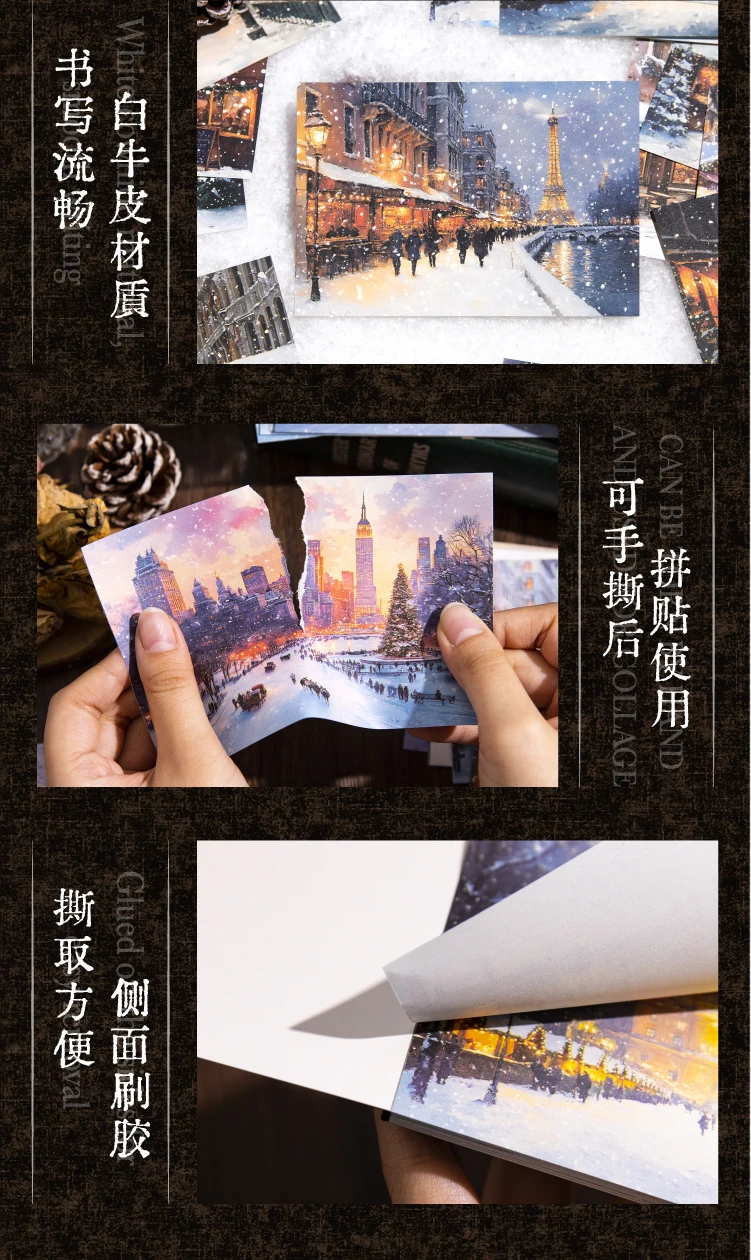 Journal GO 30 Blatt Winter-Themenmaterialpapier für Collage Junk Journal Scrapbooking DIY Winter City Dekor Hintergrundpapier – Detail 5