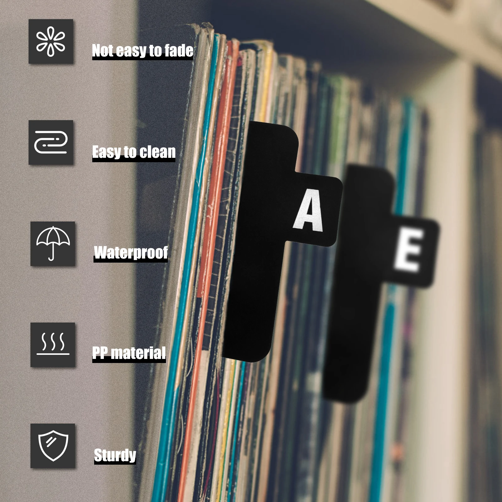 26 Pcs Record Dividers Alphabetical Vinyl Record Dividers with Alphabet Tabs Water-proof Vinyl Separators Reusable Vinyl Records