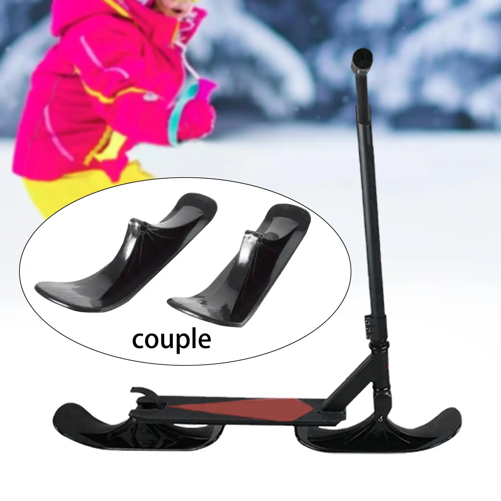 2Pcs Snow Sledge Board Set Ski Plate, Bike Snowboard Durable Ski Attachment Lightweight Winter Snow Sled Accessories Toboggan