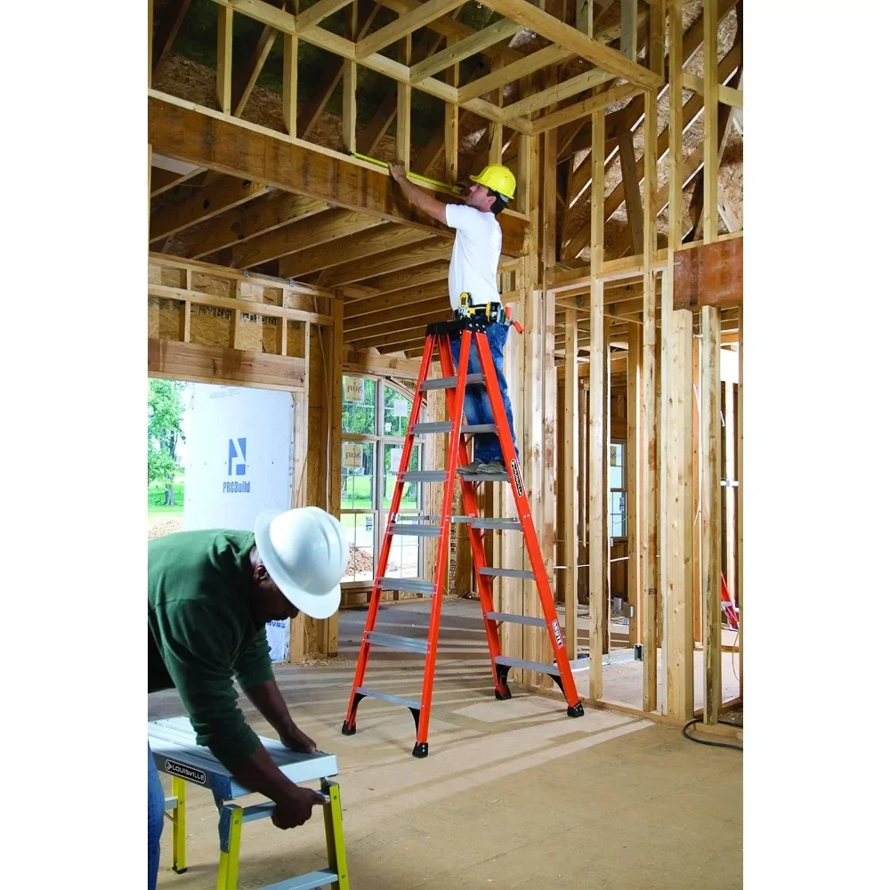 NEW-8-Foot Fiberglass Step Ladder, 375-Pound Load Capacity, Type IAA, FS1408HD