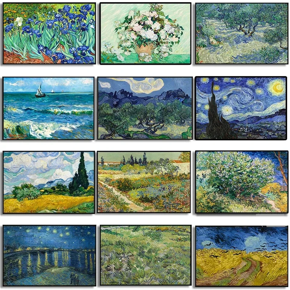 Pittura Diamante Fai Da Te Van Gogh 5D Diamante Pieno Mosaico Giardino Astratto Fiori Di Mandorla Notte Stellata Strass Immagini Decor Home