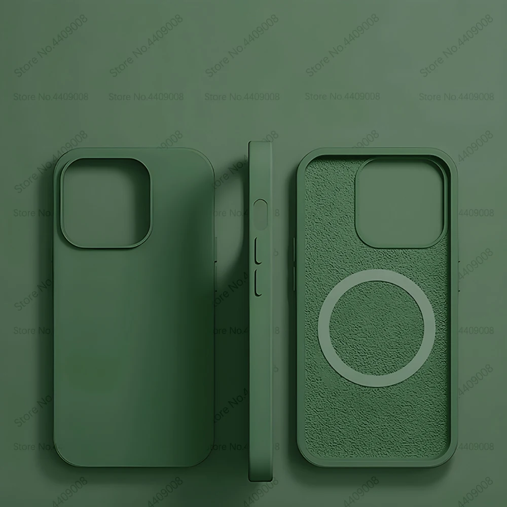 thumbnail image 1 of Étuis de chargement sans fil Magsafe pour iPhone 15 11 14 13 12 Pro Max Plus, couverture souple magnétique en Silicone liquide, accessoires de téléphone, 1 of 5