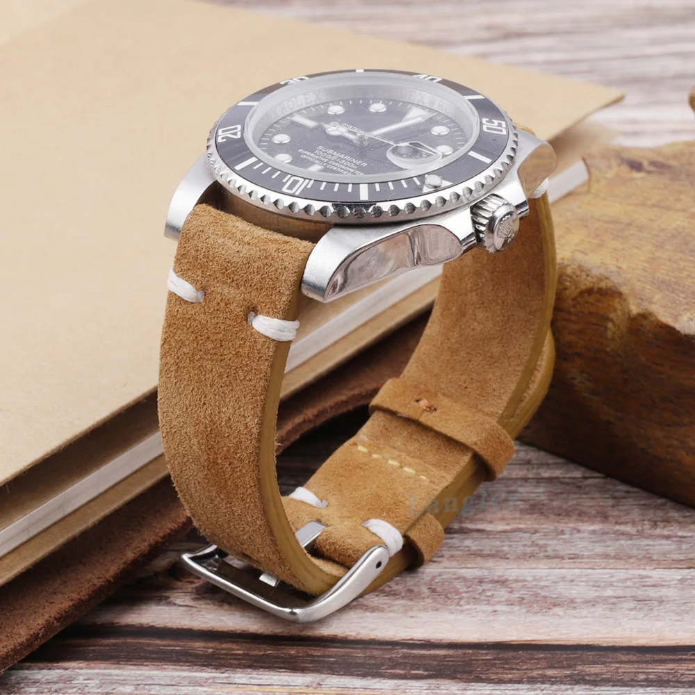 Vintage Handmade Suede Soft Watch Strap with Quick Release