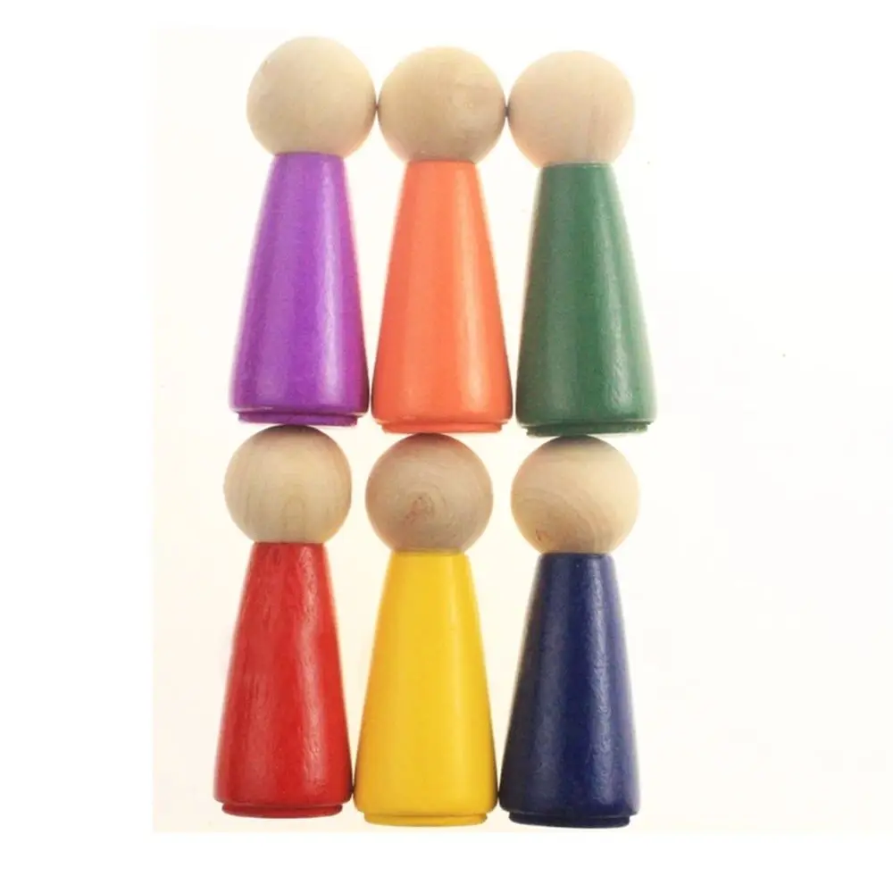 

6Colors Color Cognitive Montessori Toys Assembled House Colorful Blocks Building Blocks Rainbow Color Peg Dolls Puzzles Toy