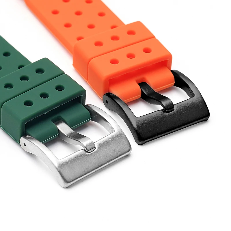 Silicone Aqua Ghost Dive Watch Sport Strap - Black & Green, Waterproof Replacement Strap