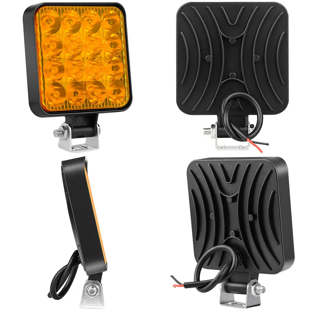 방진 작업등 16 LED 헤드라이트 오프로드 스포트라이트 1200LM 12V 48w ABS + LED, 지프 트럭 자동차 오토바이 트랙터 SUV