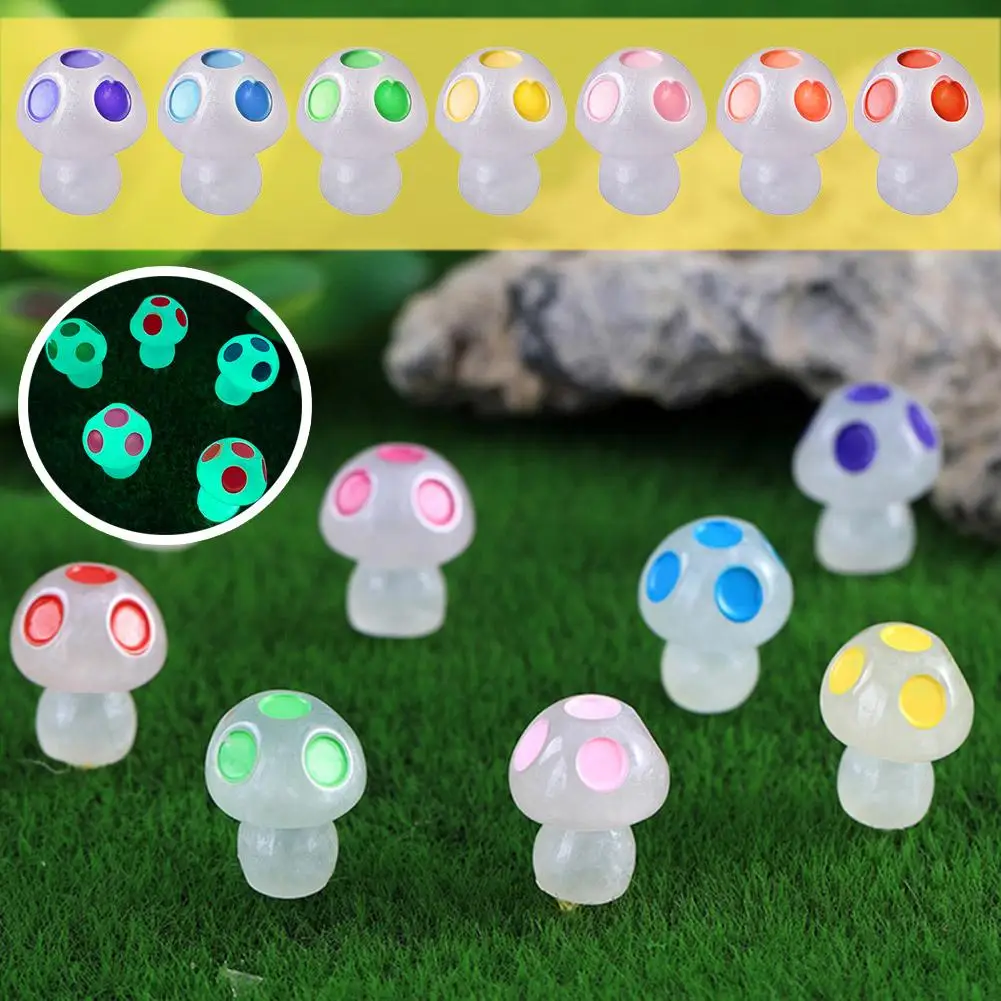 

1Pcs 3D Luminous Little Mushroom Miniature Figures Resin Ornament DIY Landscape Mushroom Micro Decoration Mini Garden Craft M1E5